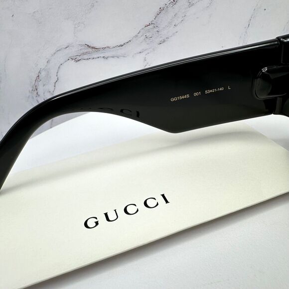 New GUCCI Sunglasses Black GG Logo Wrap Round 53mm - Picture 13 of 16
